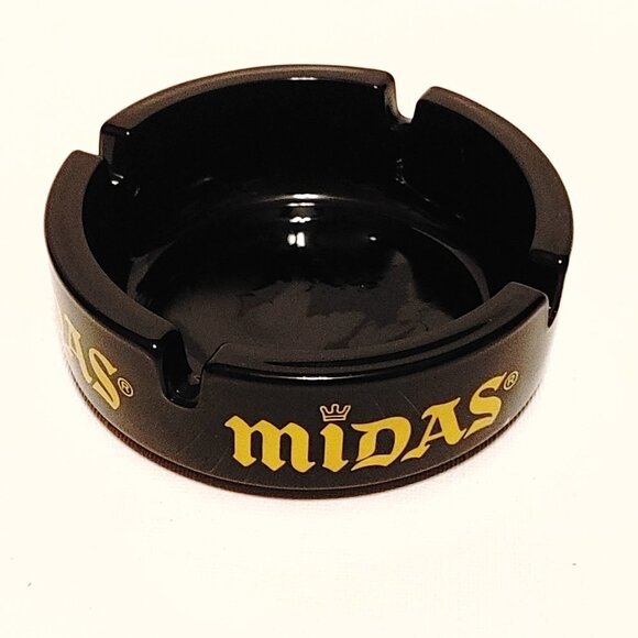VINTAGE MIDAS Ashtray Black Milk Glass Made in France Auto Service King … - Picture 4 of 7